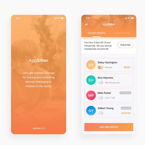 Playful and elegant app design for App Sitter screen time app Design réalisé par RFNco