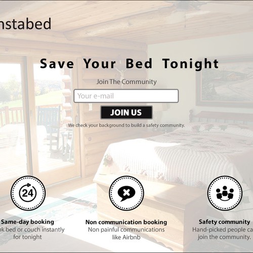 Landing page for simple, on-demand bed booking app Design by WebSmash Studio