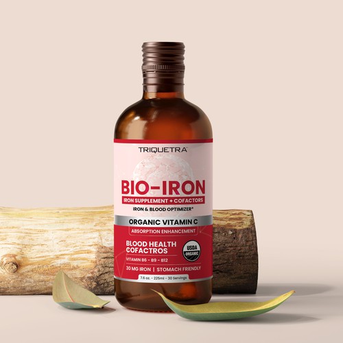 BioIron - Liquid Iron Supplement Front of Label Design Design by Bee Man
