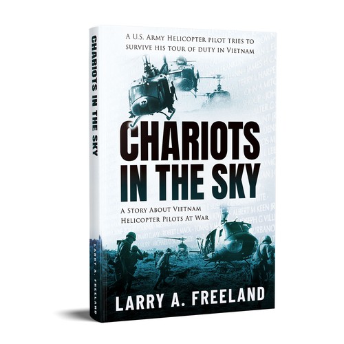 Create a powerful book cover design about American helicopter pilots at war during the Vietnam era. Design by Signfi