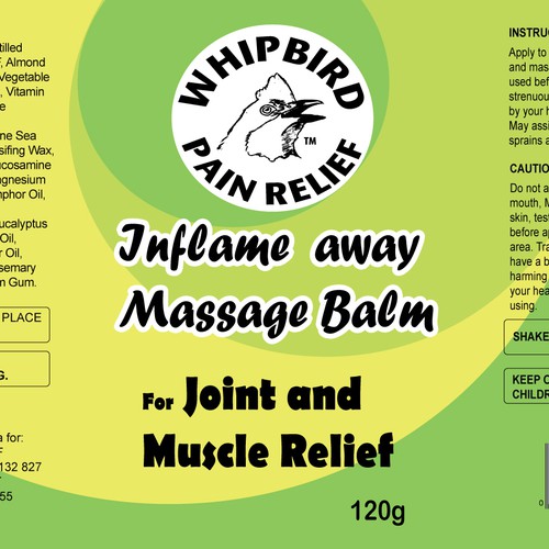 Create the next product label for Whipbird Pain Relief Pty Ltd Design by isaac newton