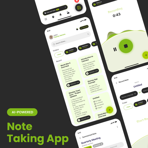 Designs | iOS App UI/UX Design for AI-Powered Voice Note-Taking App ...