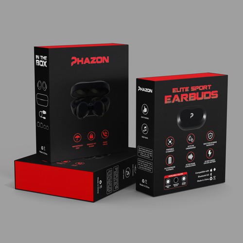 Wireless earbuds packaging box sleeve design Design by Eunoia_Karsa