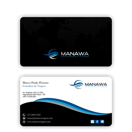 Please create a great Business Card design for travel agency Manawa! Design by Parth Soni