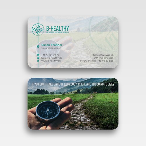 Create a businesscard for a healthy lifestyle that inspire people to go the same way Design by Upwork