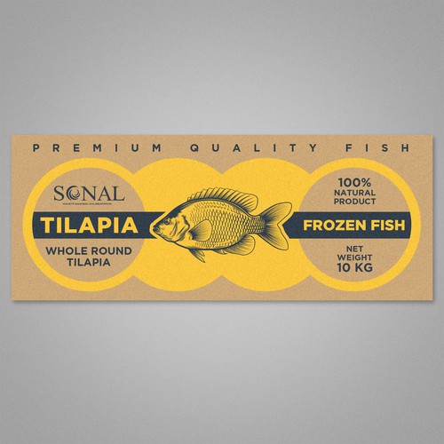 TILAPIA MASTER CARTON WITH YELLOW BACKGROUND Design by WolfBell