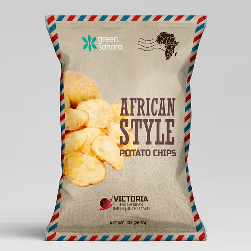 Design African style potato chips packaging Design by Noha.Akkad