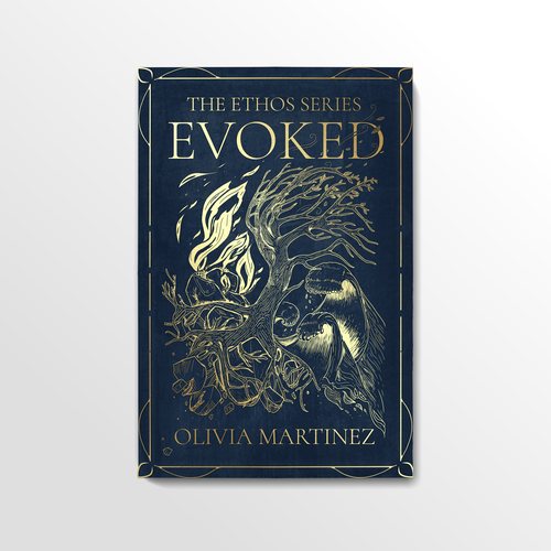 Book cover depicting the four elements: earth, fire, water, and air Design by JsmithInk