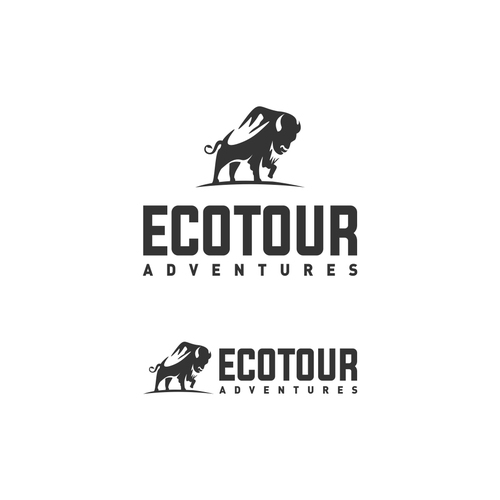 Creative Eco Tour logo integrating mountain  & bison Design by Unintended93