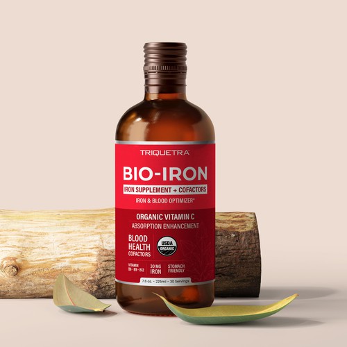 BioIron - Liquid Iron Supplement Front of Label Design Design by Bee Man