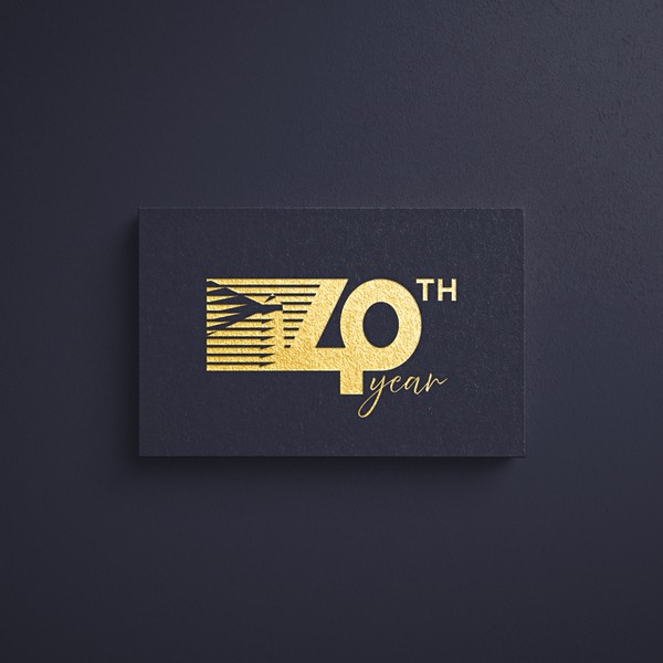 Gold Logo Design 40th year Tech Company.