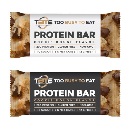 Design a unique protein bar wrapper for Too Busy To Eat Design réalisé par ve_sta