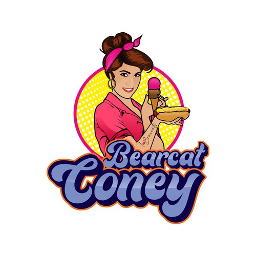G-Rated Cartoon PinUp Girl girl logo for Retro Coney Hotdog restaurant Design by MALATHY