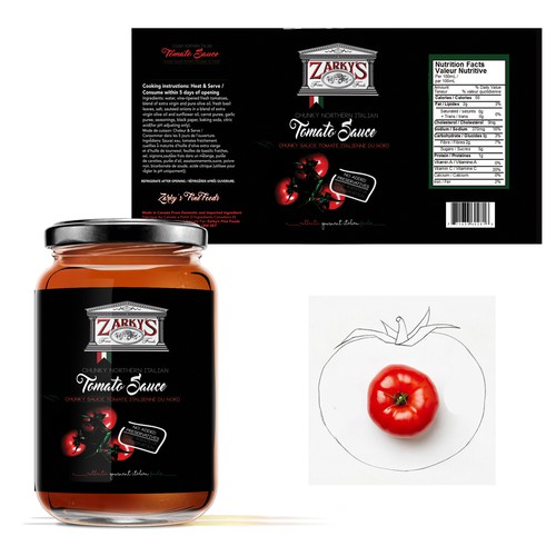 Create a modern upscale label for a jarred tomato sauce line Design by _Nora_