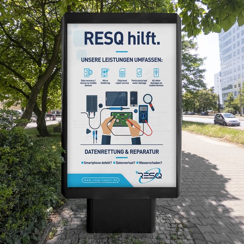 Clean & Nice Poster for Cell Phone Repair & Data Rescue Company Design by inventivao