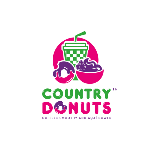 We need a modern exciting logo to encompasses our Name Country Donuts Coffee smoothy bowls Design réalisé par M.G. designs