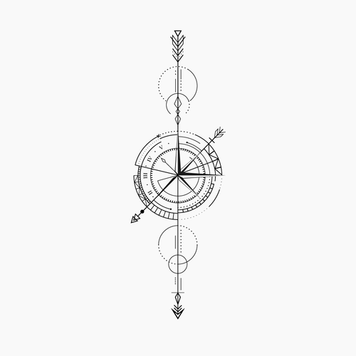 Design geometric arrow compass Tattoo デザイン by Anavic