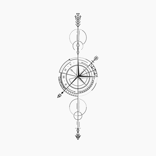 Design geometric arrow compass Tattoo Diseño de Anavic