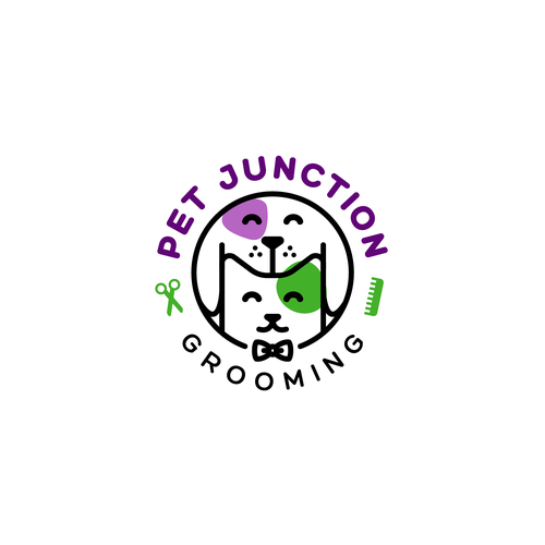 Fun cat and dog grooming salon logo Design by Agyahm°