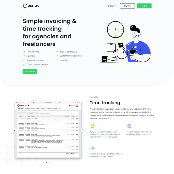 Time tracking website