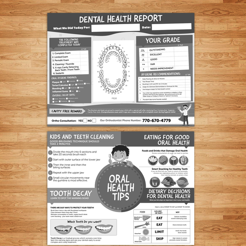 Dental report card for kids after cleaning visit Postcard, flyer or