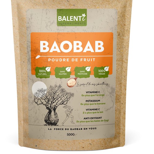 Looking for a calm and powerful packaging for our baobab powder. Design by ✝DeSiGnEr✝JOHN