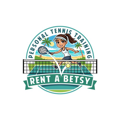 "Tennisillustration im Comicstil für privaten Tennisunterricht im Urlaub" winning Logo design by 3dami