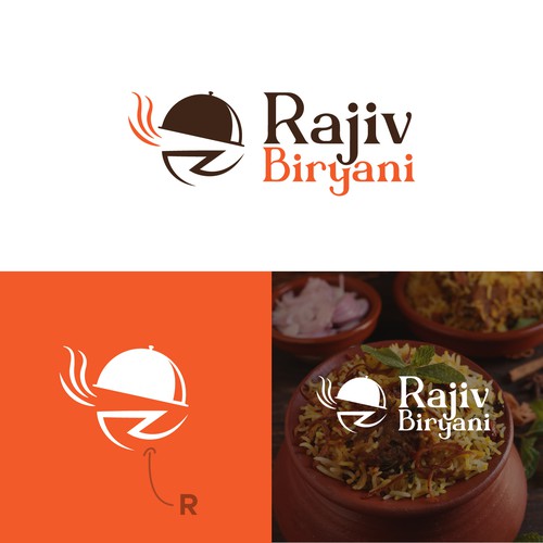 Indian Food Cloud Kitchen Logo Design, Rajiv Biryani Réalisé par VaylexDesignStudio