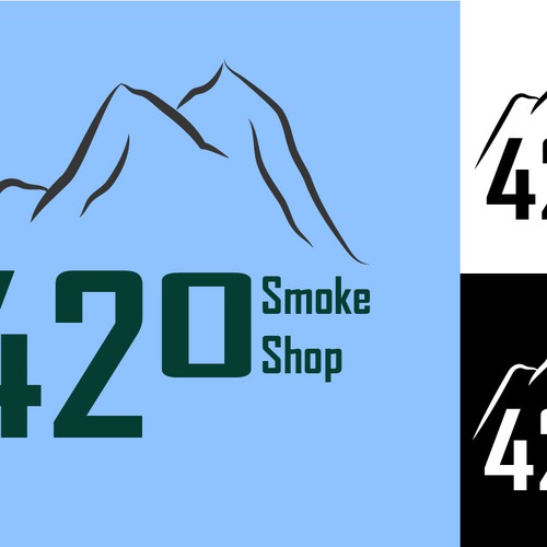 Create logo as the 42° is to look like 420 and then some mountains
and put "on the mountain" under smoke shop
 Design by Meh Man!