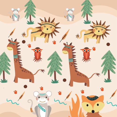 Illustration of kids playmat with animals Design by iyan sofyan