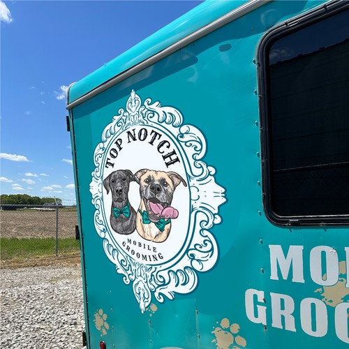 Luxury mobile dog grooming business looking for an eye popping slightly vintage feel design. Design by cus.