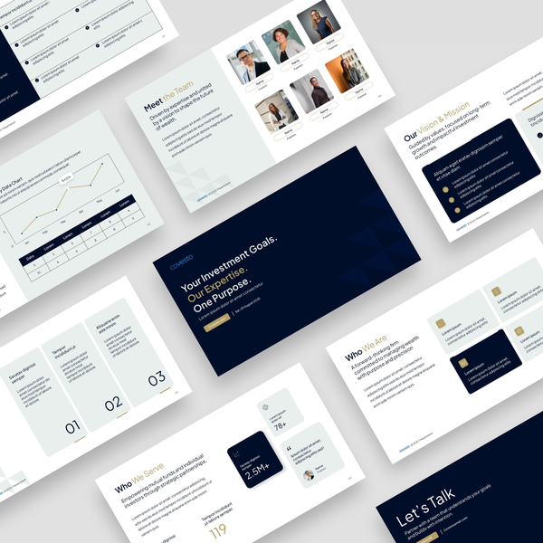 Design by Luna Rouge titled "Investement Firm Presentation Template"
