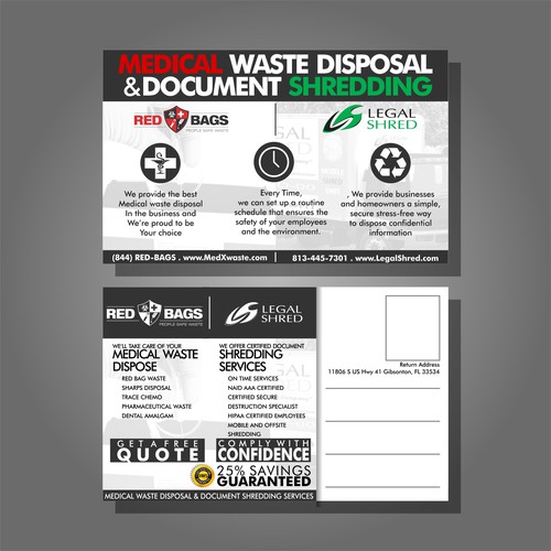 Medical Waste Disposal and Paper Shredding Postcard Postcard, flyer