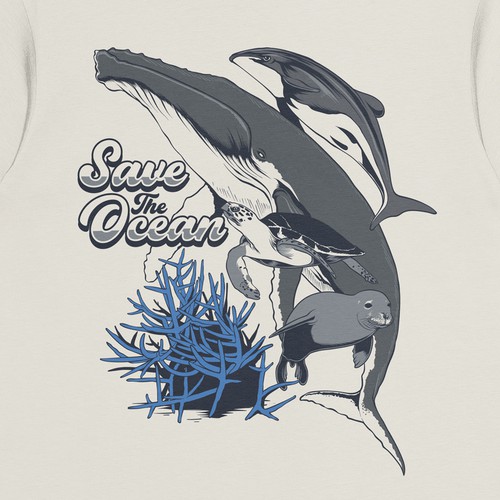 SAVE THE OCEAN OR SAVE THE OCEANS Design by Double R Std