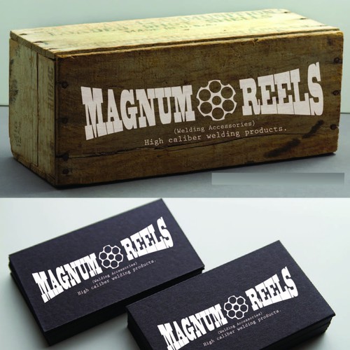 Create a vintage Magnum logo and brand identity for a welding accessories company. Design von Grant Anderson