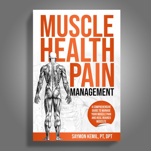 Book cover with a drawing images of the human anatomy combining muscles and bone structure. Design by Mr.TK