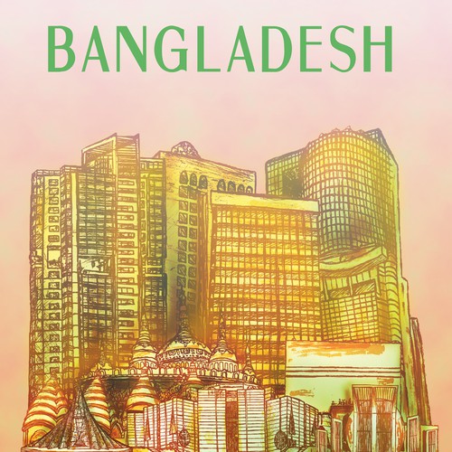 Skyline Wall Art Drawing of Bangladesh Design by dougandcolour