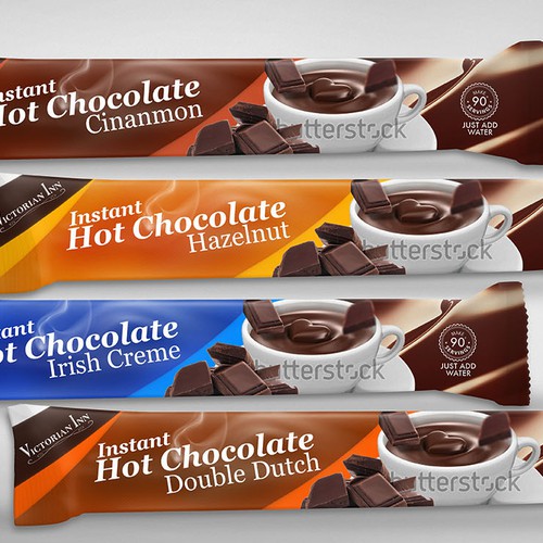 Packet design for single-serve hot chocolate mix! Design by Toanvo