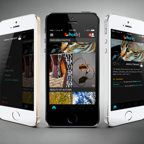 Award winning design for best in class mobile app PicsArt Design by muchanis