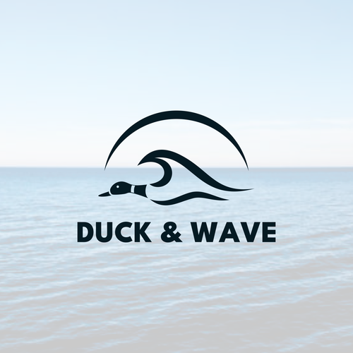 Coastal lifestyle brand featuring a mallard duck and wave, appeal to outdoor enthusiasts and surfers Diseño de muuter