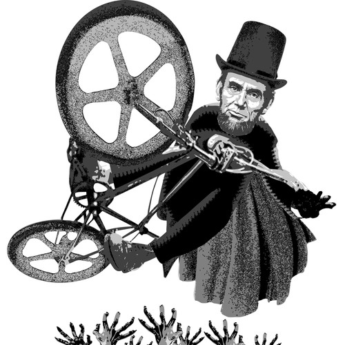 Illustrate Abraham Lincoln getting big air on a bike for my T-Shirt Design by Mandea