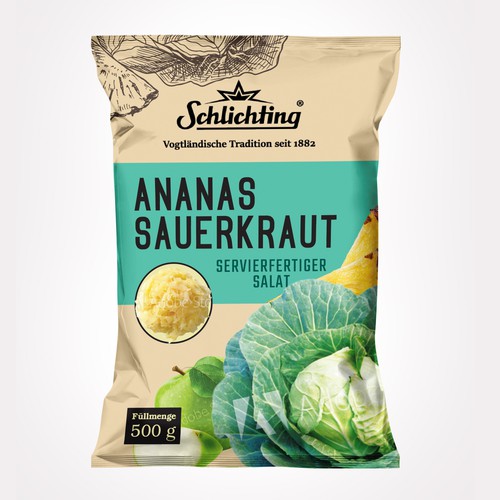 Diseño de Stayin alife - Refresh an old fashion package for Salad with Sauerkraut, Pineapple and Apple de Jena-288