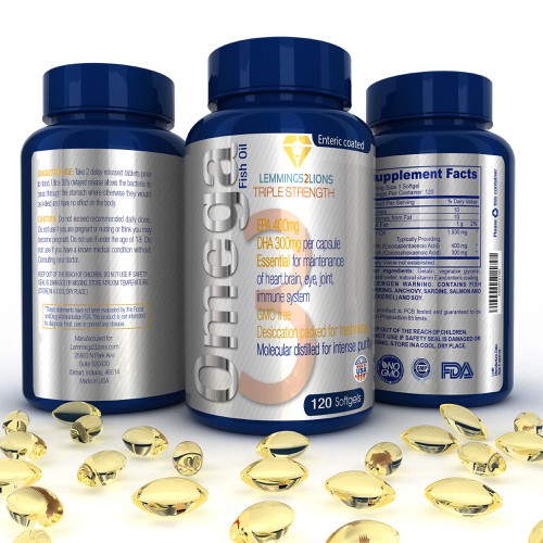 Create a wow factor label for an Omega 3 fish oil label Design by Modelab X