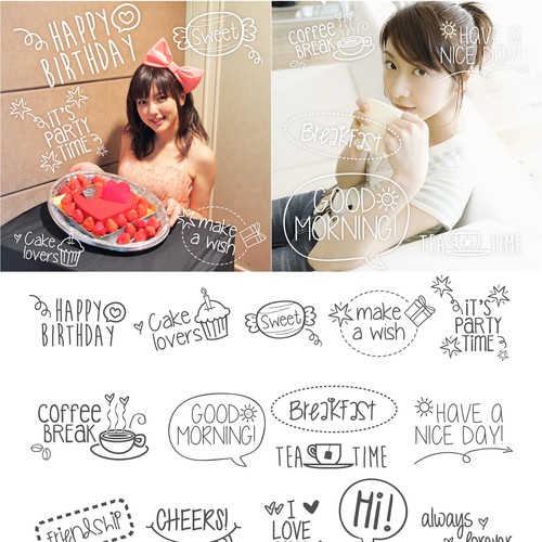 Wanted Emoticon Stickers Stamp Sets For A Stylish Collage App オシャレなコラージュアプリで利用 スタンプ素材募集 Illustration Or Graphics Contest 99designs