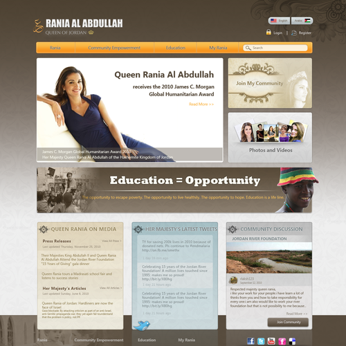 Queen Rania's official website – Queen of Jordan Ontwerp door RRS