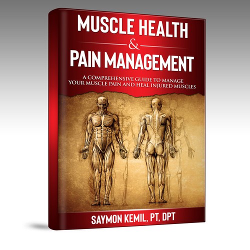 Book cover with a drawing images of the human anatomy combining muscles and bone structure. Design by inventivao