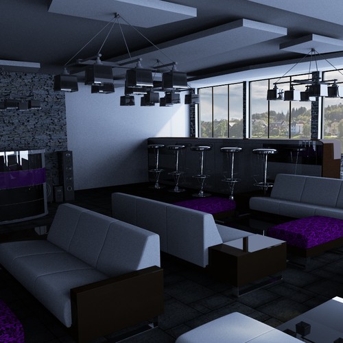 3D Realistic Interior  Design  for Hookah  Lounge  Other 