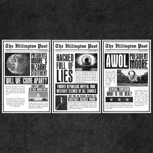 Newspaper cover sheets for the book "The Last Plan"