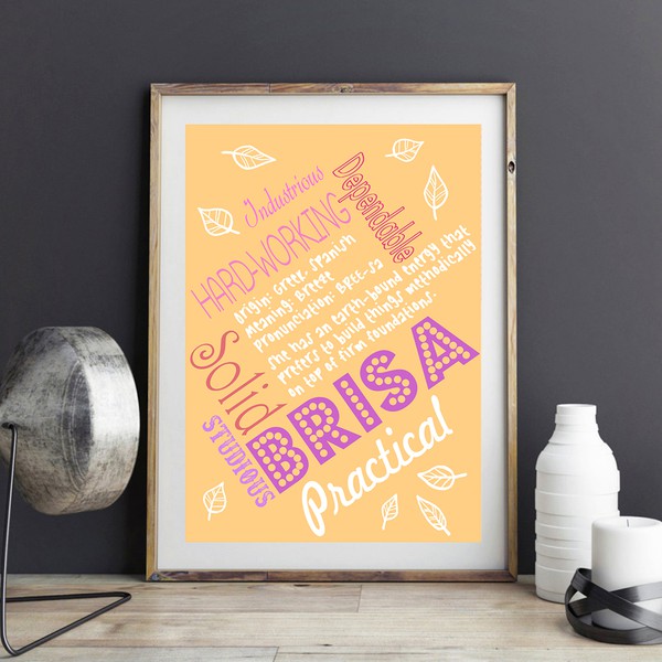 Design by Emily N. titled "Personalised baby name meaning plaques "