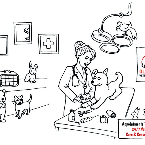 Create a Kid-friendly Veterinary Picture to promote Glen Mills Veterinary Hospital Design by birdyh